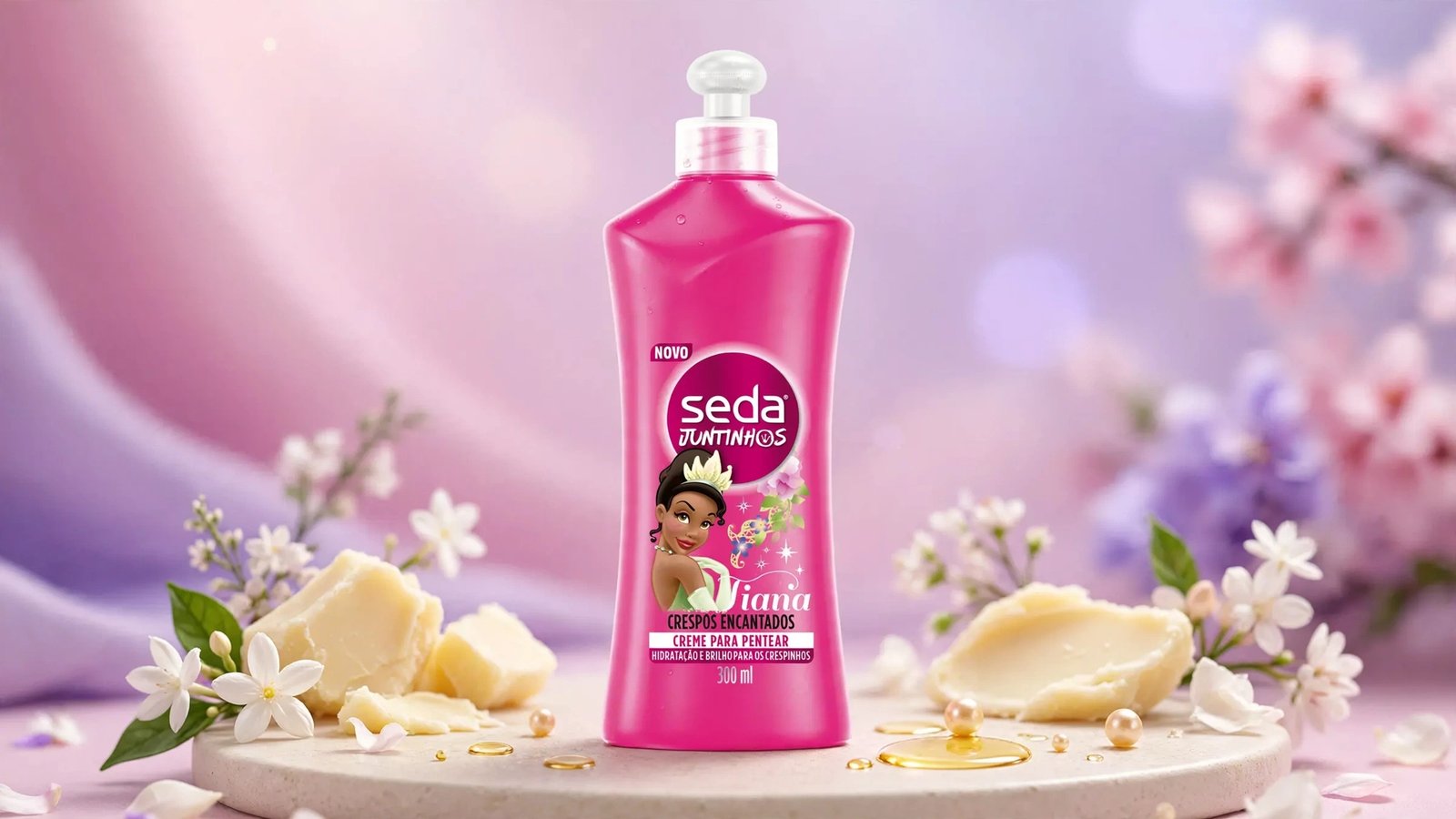 Frasco do Creme de Pentear Seda Juntinhos Princesa Tiana