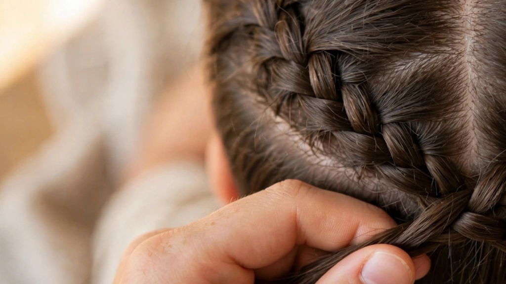 Passo a passo alimentando as mechas da trança boxeadora por baixo em cabelo cacheado infantil